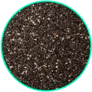 Imagem de sementes de chia, conhecidas por ajudar na saciedade e no controle da fome.